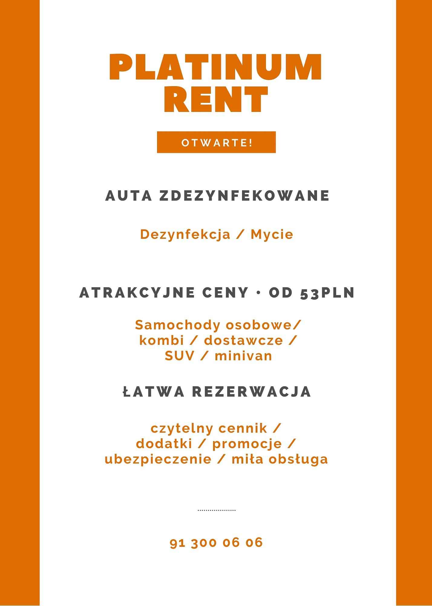 Wynajem aut plakat z oferta
