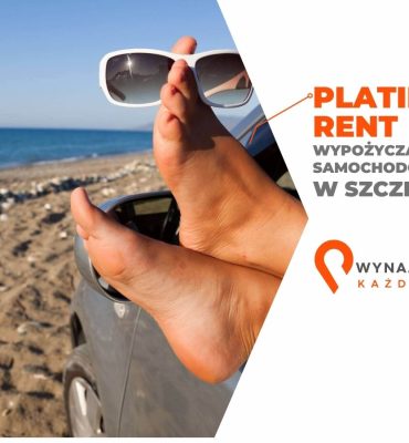 Osoba relaksująca się na plaży przy samochodzie, promująca wynajem średnioterminowy samochodu.